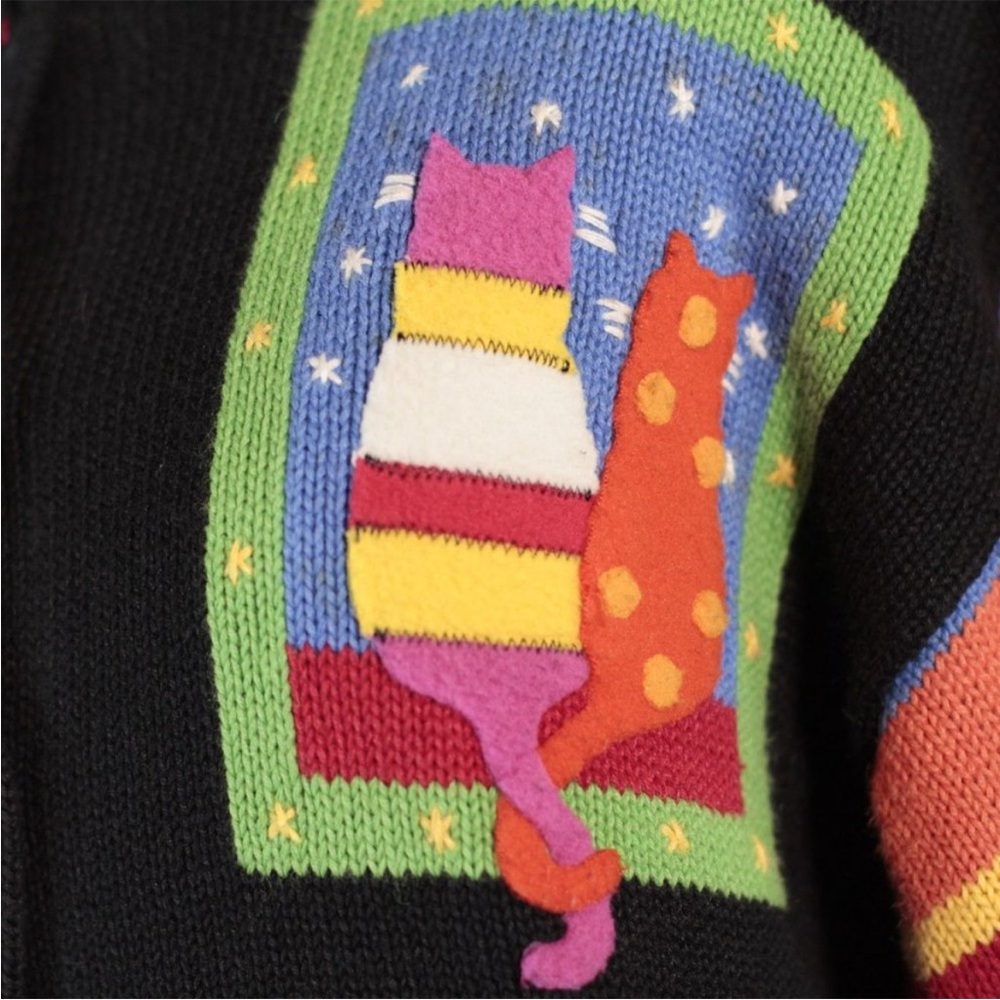 Cat Women's Sweater Cardigan Y2K Vintage - Picture 7 of 12